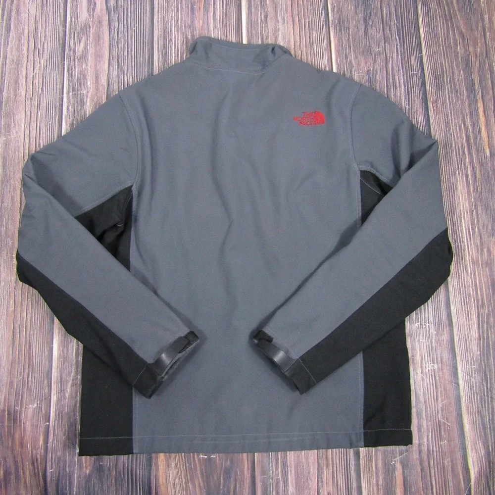 North Face Jacket Mens Medium Gray Softshell Full Zip Outdoor‎ Fleece Lined FA14